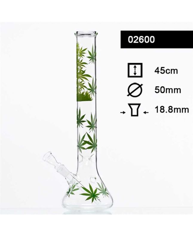 Glasbong H 45 cm Schnitt 18,8 mm Φ 50 mm Leaf Jhari