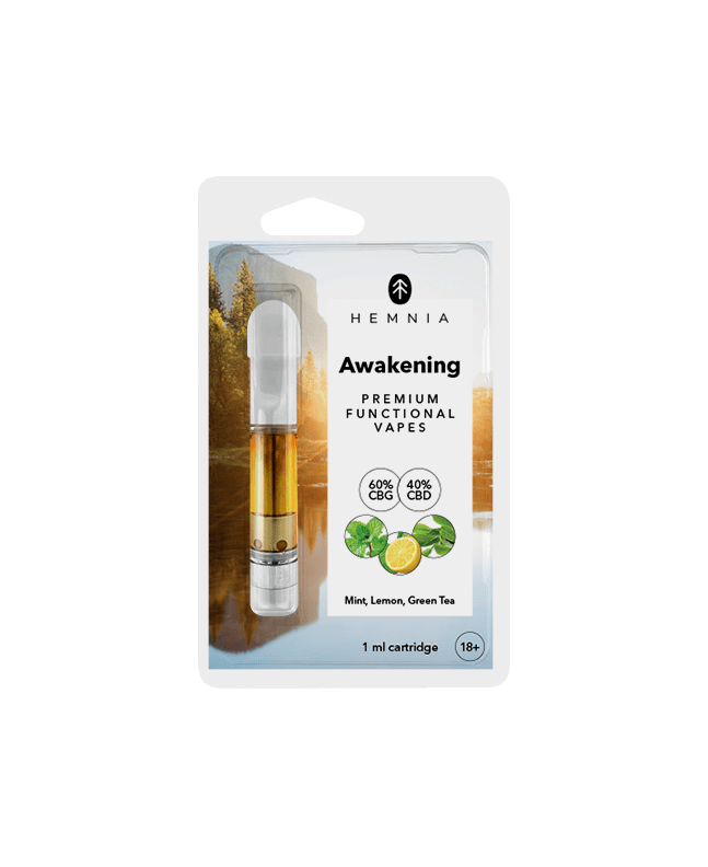 Hemnia Awakening Insert – 60 % CBG, 40 % CBD, Zitrone, Minze, grüner Tee, 1 ml